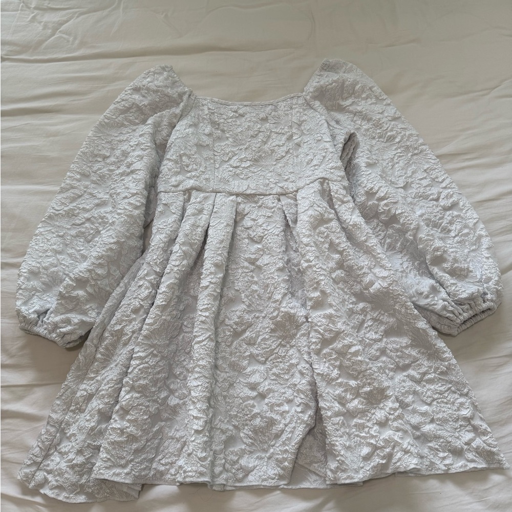 SHEIN White Pleated Puff Sleeve Sundress